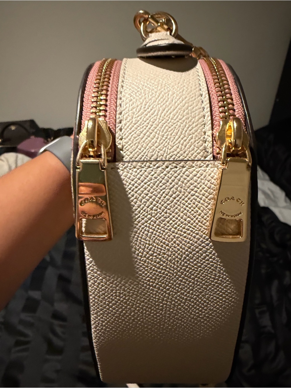 Coach Beige Signature Heart Crossbody with Pink Cherry Print - Picture 6 of 10